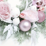 NNETM Blushing Elegance: A Pink Christmas Wreath Adorned with Baubles