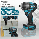 NNETM Cordless Brushless Electric Wrench 500Nm Torque for DIY