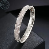 Sterling Silver Open Tennis Bracelet – Elegant Retro Adjustable Bracelet with Gift Box