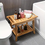 NNETM Bamboo Shower Bench with Shelf