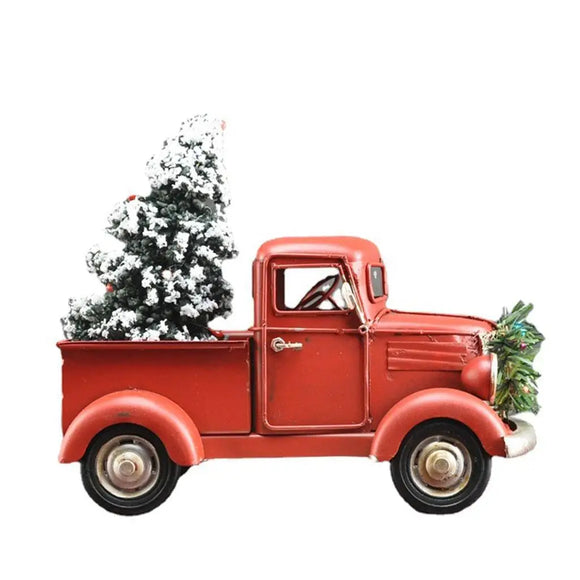 NNEOBA Wooden Farmhouse Christmas Truck Ornament with Christmas Tree
