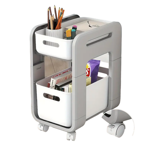 NNETM Drawer-Type Double-Layer Storage Rack with Wheels
