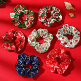 14pcs Christmas Print Satin Scrunchie Set Multicolor