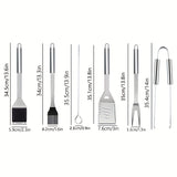 NNETM BBQ Grilling Stainless Steel Accessories Set (10pcs)