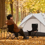 NNETM Portable Folding Steel Camping Chair with Backrest