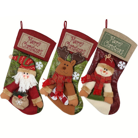 NNETM Christmas Stockings Polyester Hanging Decorations (3 pcs)