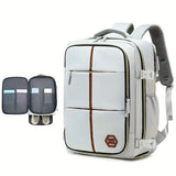 NNETM Travel Backpack with Airline-Approved Laptop Compartment and Shoes Compartment - Silver Gray and Chest Bag