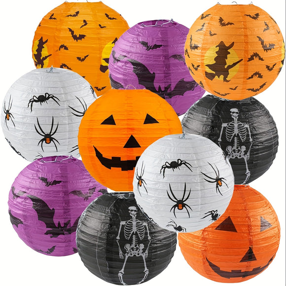 NNETM Halloween Paper Lanterns Set Decor (10pcs)