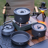 NNETM 4pcs Aluminum Camping Cookware Set for Outdoor Cooking