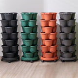 NNETM Stackable Self-Watering Plastic Planters (6 pcs)
