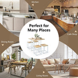 NNECW 5-Piece Dining Table Set with 4 Square Stools for Small Space-Natural