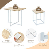 NNECW 5-Piece Dining Table Set with 4 Square Stools for Small Space-Natural