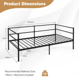 NNECW Single Size Metal Daybed Frame for Living Room and Guest Room