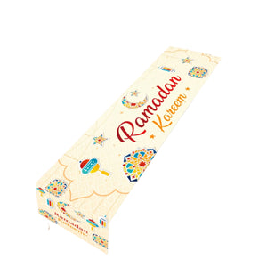 NNETM Beige Polyester Ramadan Kareem Table Runner