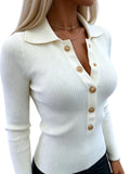 Women's Ribbed Button Knit Top
