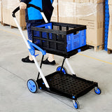 NNETM Double-Layer Trolley Cart with Rubber Wheels
