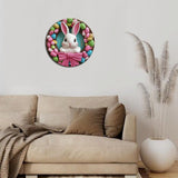 NNETM Aluminum Easter Bunny Wreath Wall Sign