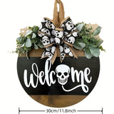 NNETM Halloween Skull Door Hanger Welcome Sign