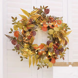 NNETM Autumn Glow: LED Light Wreath with Artificial Foliage
