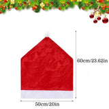 4pcs Red Santa Hat Chair Covers Velvet-Style