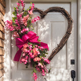 NNETM Heart-Shaped Floral Wreath Door Hanging