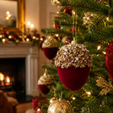 12pcs Burgundy Red Velvet Christmas Ball Ornaments