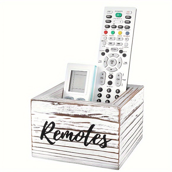 NNETM Rustic Wooden Remote Control Caddy