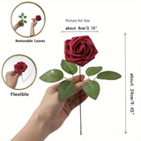 NNETM 50-Piece Silk Black Roses Combo Box Set | Artificial Flowers(White)