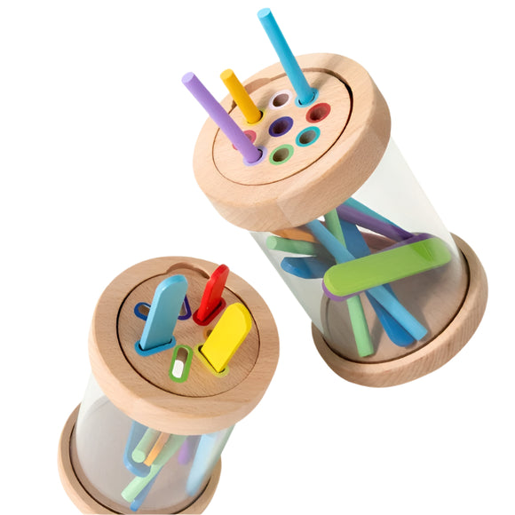 NNETM Wooden Color Sorting Cup Toy for Youngsters