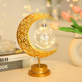 NNETM Crescent Moon Star LED Lantern Floral Pattern Battery-Powered