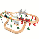 NNETM 72pcs Wooden Train Set with Electric Train Toy