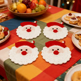 6-Piece Handmade Crochet Santa Claus Coaster Set