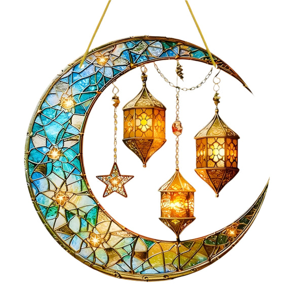 NNETM 2D Flat Acrylic Ramadan Sun Catcher Hanging Ornament