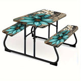 NNETM 3pcs Striped Polyester Elastic Picnic Table Cover Set