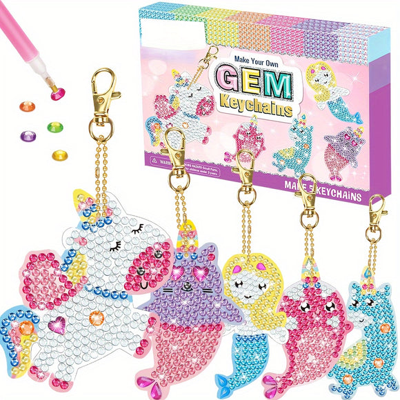 NNETM DIY 5D Diamond Painting Keychain Kit for Kids