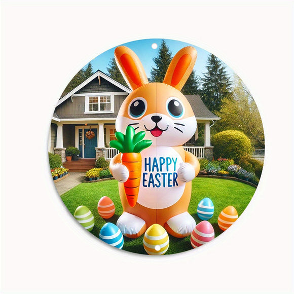 NNETM Easter Bunny Inflatable with Vintage Metal Sign