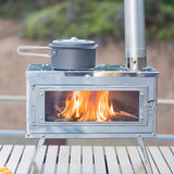 NNETM Stainless Steel Firewood Stove with Chimney - Outdoor Portable Camping Heater