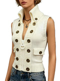 Women's High Collar Zip Vest