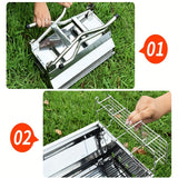 NNETM Portable Foldable Stainless Steel Grill for Outdoor Use