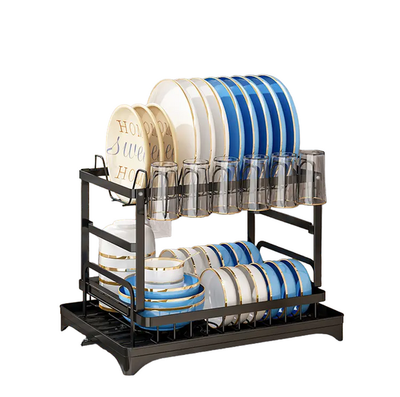 NNETM Double Decker Drying Delight: The Ultimate 2-Tier Kitchen Dish Rack