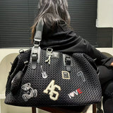 NNETM Teddy Bear Print Shoulder Tote Bag