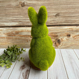 NNETM Green Flocked Bunny Rabbit Statue