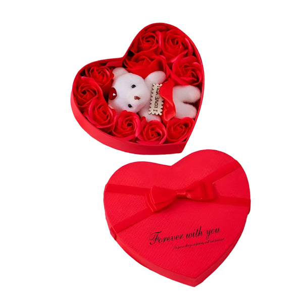 NNETM 11pcs Valentine's Soap Flower Gift Set with Teddy Bear