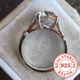 925 Sterling Silver Moissanite Engagement Ring – 4-Prong Vintage Style Wedding Ring