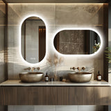 NNEOBA 1-Piece Oval Backlit LED Bathroom Mirror with Anti-Fog