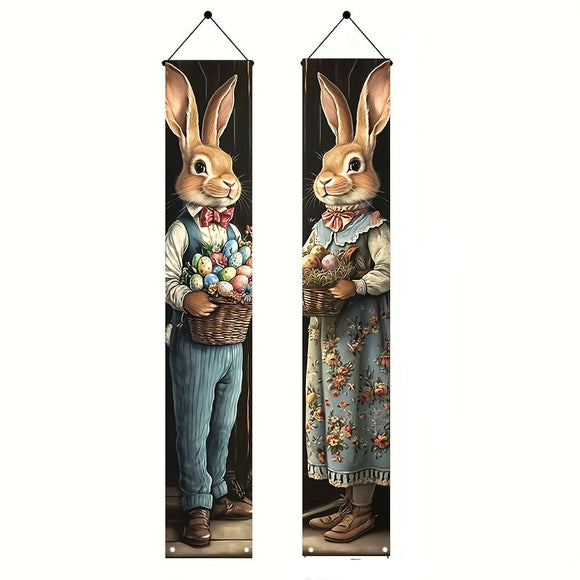 NNETM Easter Bunny Porch Banners for Indoor/Outdoor Decor