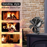 NNETM Silent Heat-Powered Wood Stove Fan (6-Blade)