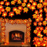 3M Red Maple Leaf String Lights – 20 LED Warm Glow Battery-Operated
