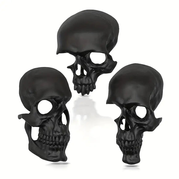 NNETM Americana Skull Ornaments 3-Piece Set – Goth-Inspired Resin Skeleton