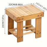 NNETM Classic Bamboo Storage Stool - Space-Saving Organizer (1pc, 20cm)